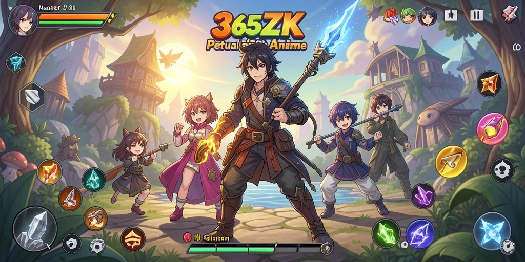 Tampilan gameplay dari 365ZK menampilkan pertempuran seru dalam dunia Anime yang menawan.