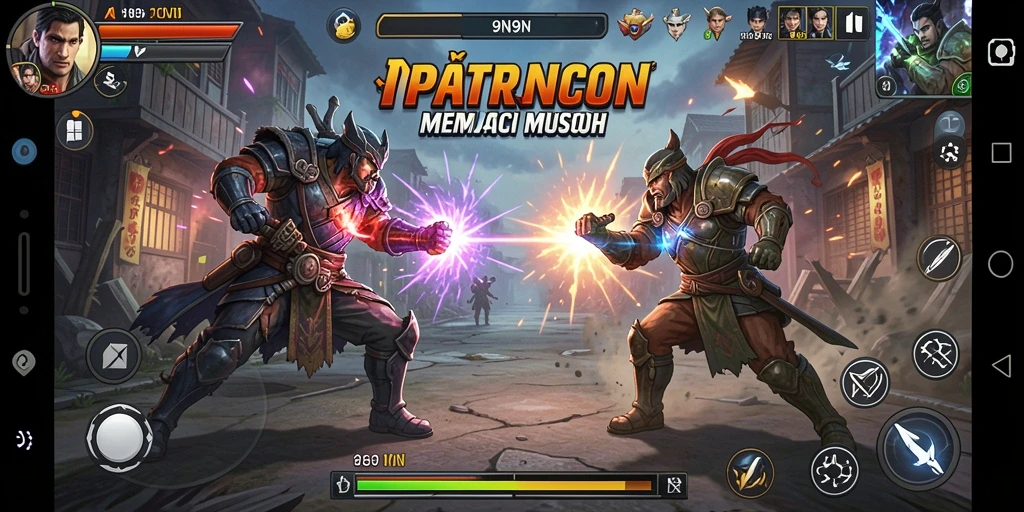 Screenshot gameplay 9N9N menampilkan aksi pertarungan yang intens.