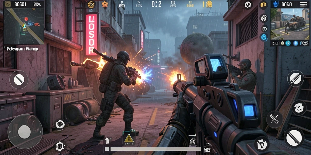 Tangkapan layar menunjukkan aksi seru dalam gameplay FPS.