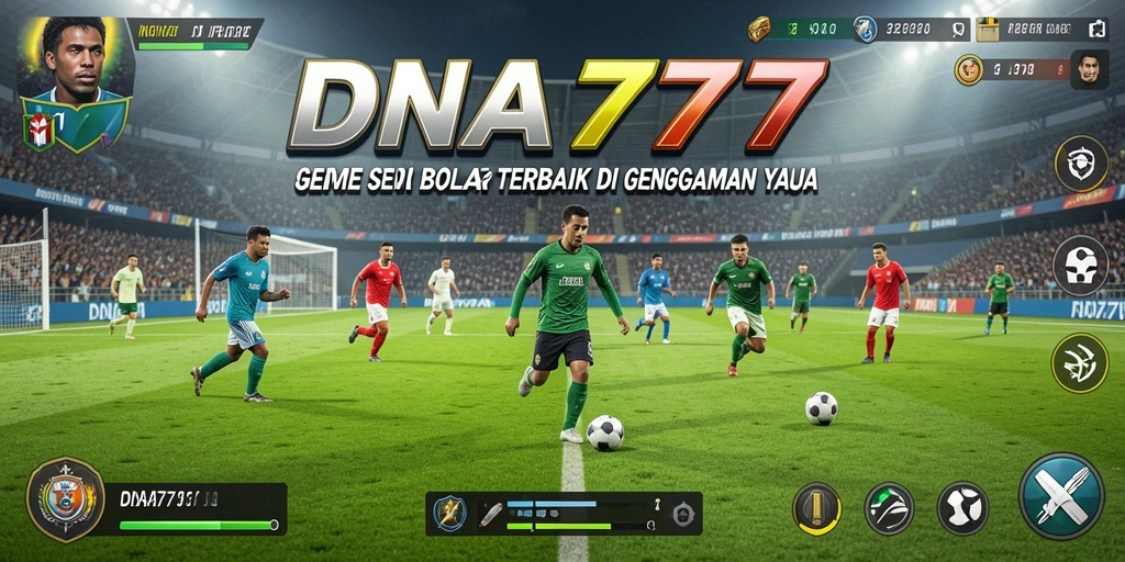 Tangkapan layar gameplay DNA777 menunjukkan aksi pertandingan sepak bola yang mendebarkan.