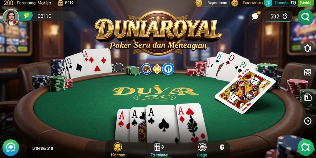 Tampilan screenshot DUNIAROYAL dengan aksi bermain Poker yang menegangkan.