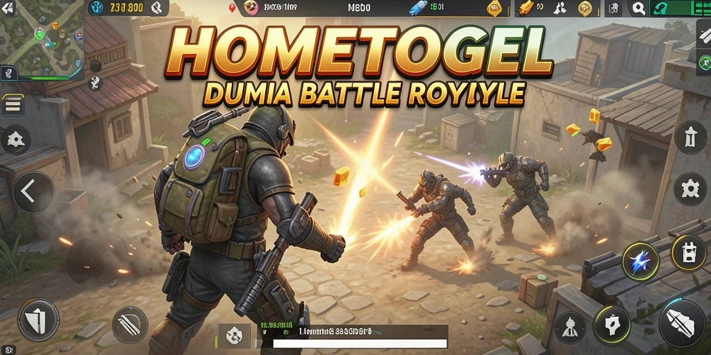 Screenshot gameplay HOMETOGEL yang menampilkan aksi pertempuran intens.