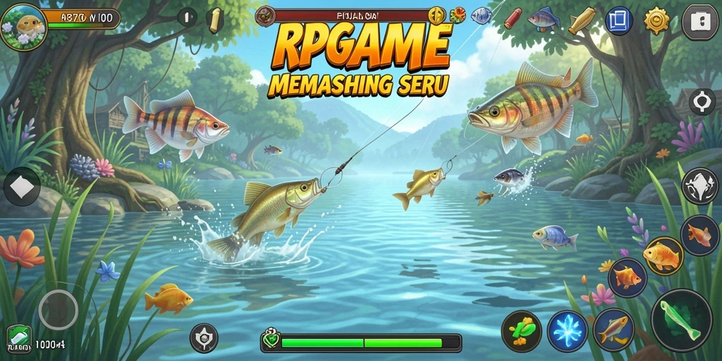 Tampilan permainan RPGAME dengan berbagai jenis ikan yang menarik.